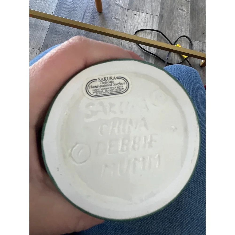 Sakura Debbie Mumm Hand Painted Snowman MISSING LID‎